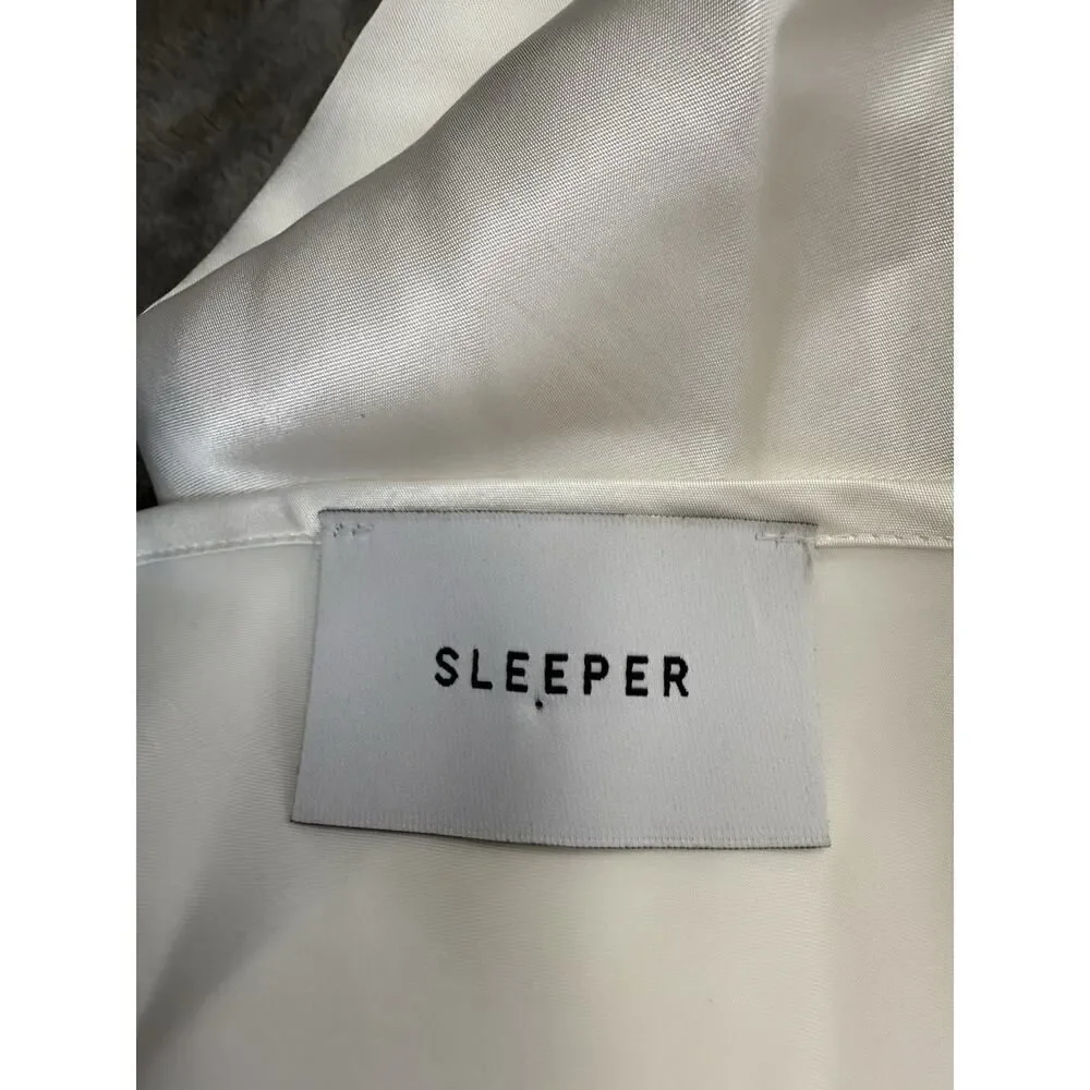 Sleeper White Boheme Feather Trim Slip Dress Size XS 100% Rayon Satin Bridal